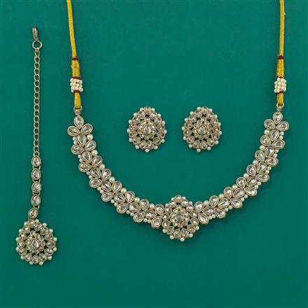 Antique Pearl Necklace with Mehndi Plating