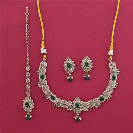 Antique Pearl Necklace With Mehndi Plating