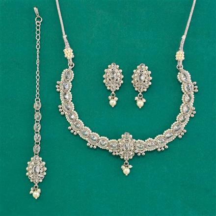 Antique Pearl Necklace with Rhodium Plating