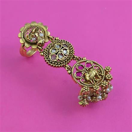 Antique Adjustable Ring with Matte Gold Plating