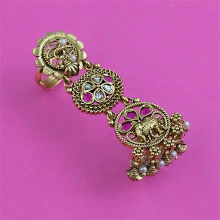 Antique Adjustable Ring with Matte Gold Plating