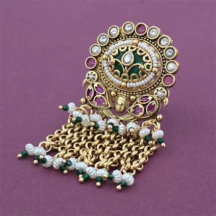 Antique Adjustable Ring with Matte Gold Plating