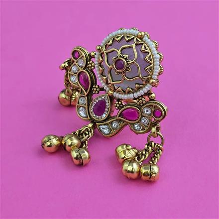 Antique Pearl Ring with Matte Gold Plating