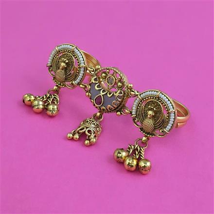 Antique Birds Ring with Matte Gold Plating
