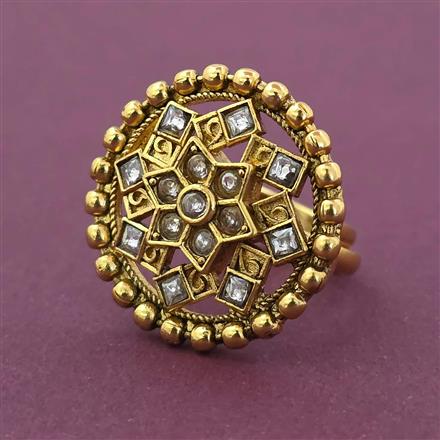 Antique Adjustable Ring with Matte Gold Plating