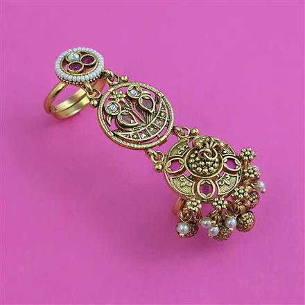 Antique Adjustable Ring with Matte Gold Plating