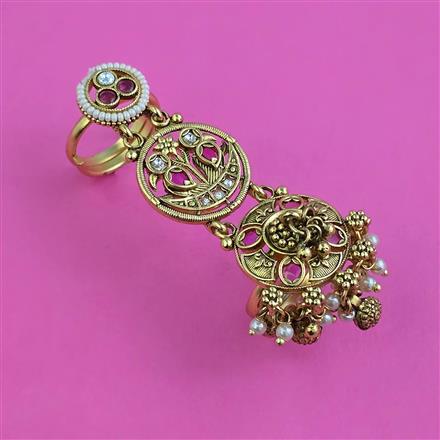 Antique Adjustable Ring with Matte Gold Plating