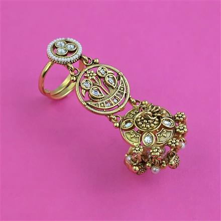 Antique Adjustable Ring with Matte Gold Plating