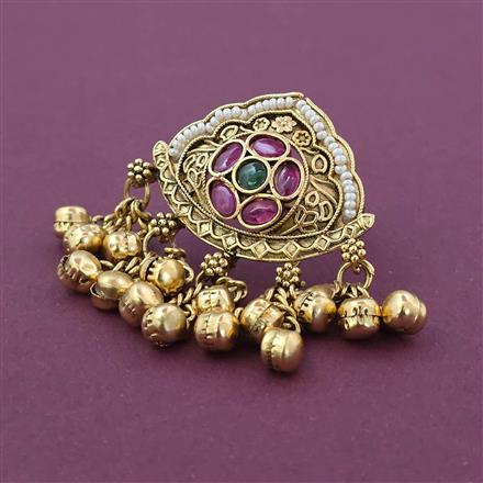 Antique Adjustable Ring with Matte Gold Plating
