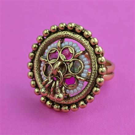 Antique Pearl Ring with Matte Gold Plating