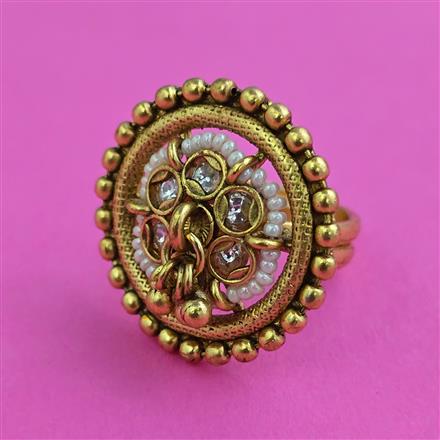 Antique Pearl Ring with Matte Gold Plating