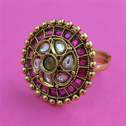 Antique Adjustable Ring with Matte Gold Plating