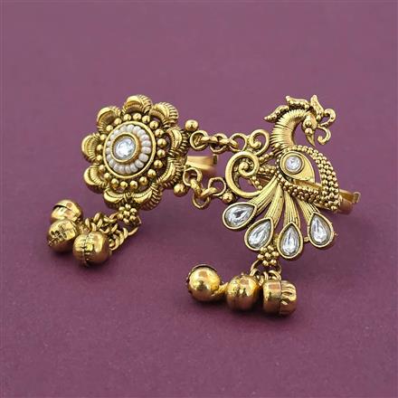 Antique Adjustable Ring with Matte Gold Plating