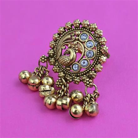 Antique Adjustable Ring with Matte Gold Plating