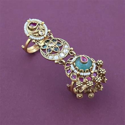 Antique Adjustable Ring with Matte Gold Plating
