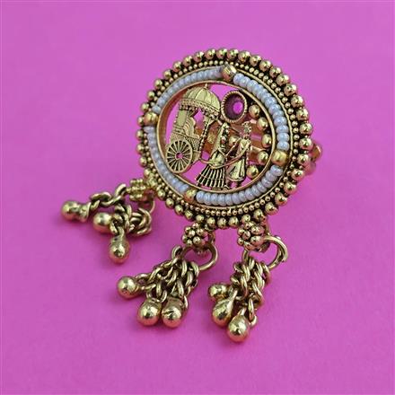 Antique Pearl Ring with Matte Gold Plating