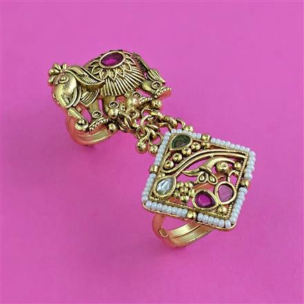 Antique Pearl Ring with Matte Gold Plating