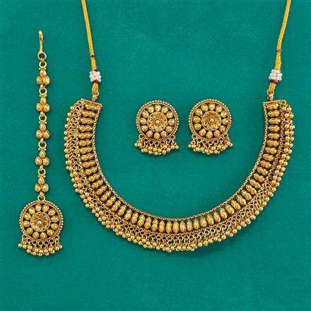 Antique Plain Gold Necklace with Gold Plating