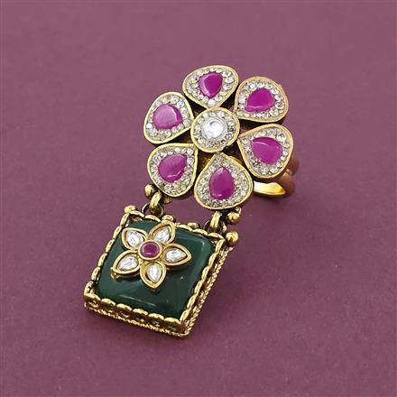Antique Adjustable Ring with Matte Gold Plating