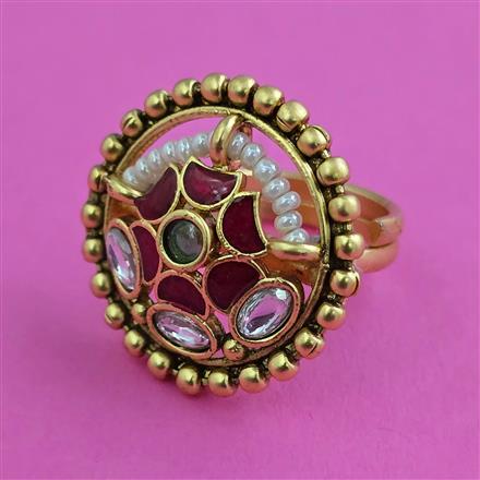 Antique Pearl Ring with Matte Gold Plating