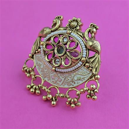 Antique Birds Ring with Matte Gold Plating