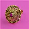Antique Adjustable Ring with Matte Gold Plating