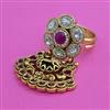 Antique Adjustable Ring with Matte Gold Plating