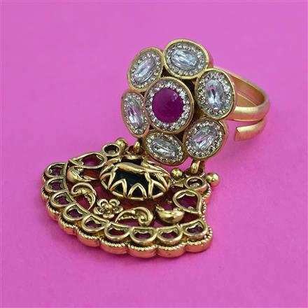 Antique Adjustable Ring with Matte Gold Plating