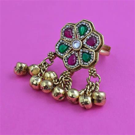 Antique Adjustable Ring with Matte Gold Plating