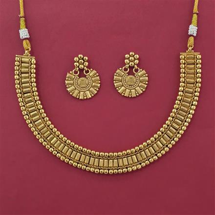 Antique Plain Gold Necklace with Gold Plating