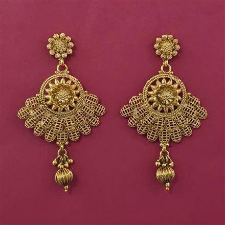 Antique Plain Gold Earring with Gold Plating