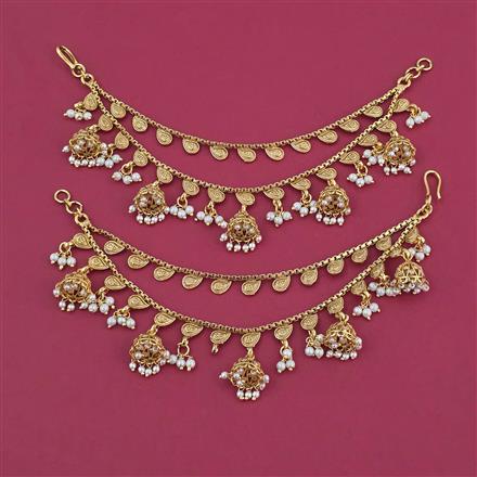 Antique Pearl Ear Chain with Gold Plating