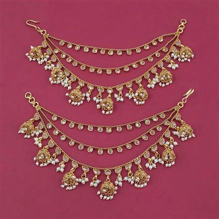 Antique Pearl Ear Chain with Gold Plating