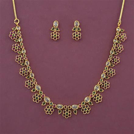 Antique Delicate Necklace with Matte Gold Plating