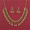 Antique Pearl Necklace with Matte Gold Plating