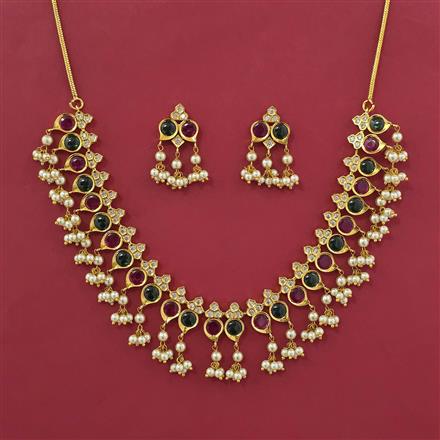 Antique Pearl Necklace with Matte Gold Plating