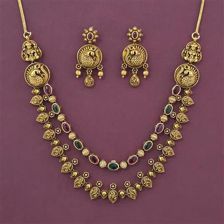 Antique Temple Necklace with Matte Gold Plating