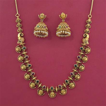 Antique Delicate Necklace with Matte Gold Plating