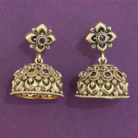 Antique Jhumki with Matte Gold Plating
