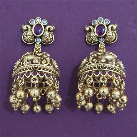 Antique Jhumki with Matte Gold Plating