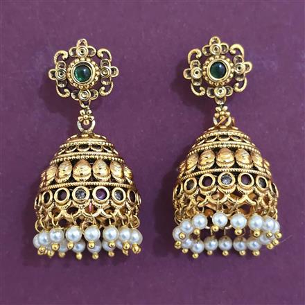 Antique Jhumki with Matte Gold Plating