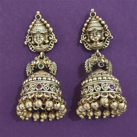 Antique Jhumki with Matte Gold Plating