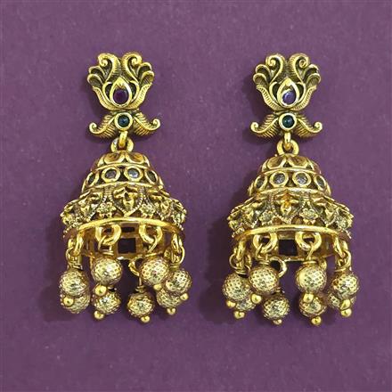 Antique Jhumki with Matte Gold Plating