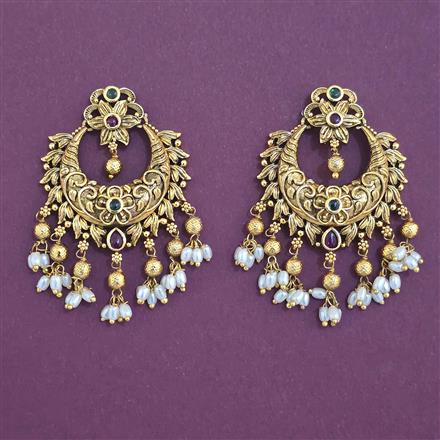 Antique Chand Earring with Matte Gold Plating