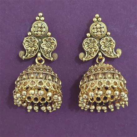 Antique Jhumki with Matte Gold Plating