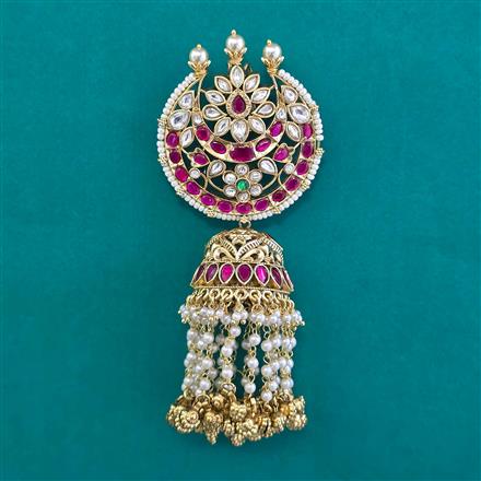 Antique Pearl Hair Brooch with Gold Plating