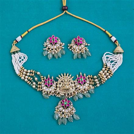 Antique Temple Necklace with Matte Gold Plating
