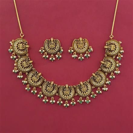 Antique Temple Necklace with Matte Gold Plating