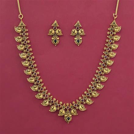 Antique Birds Necklace with Matte Gold Plating