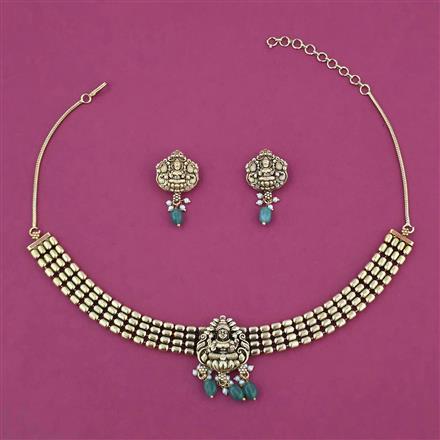 Antique Temple Necklace with Matte Gold Plating